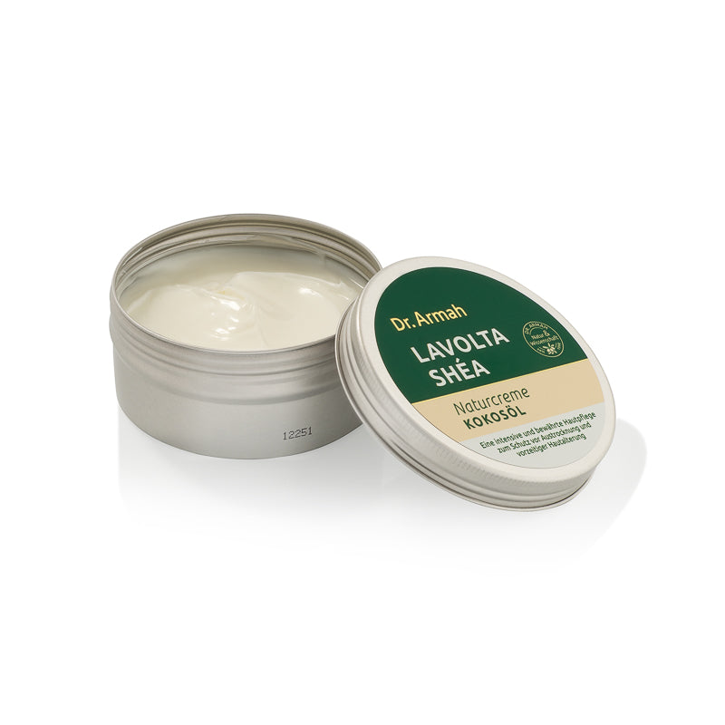 Lavolta Shea Naturcreme Kokosöl mit Sheabutter und Vitamin E für trockene und sensible Haut