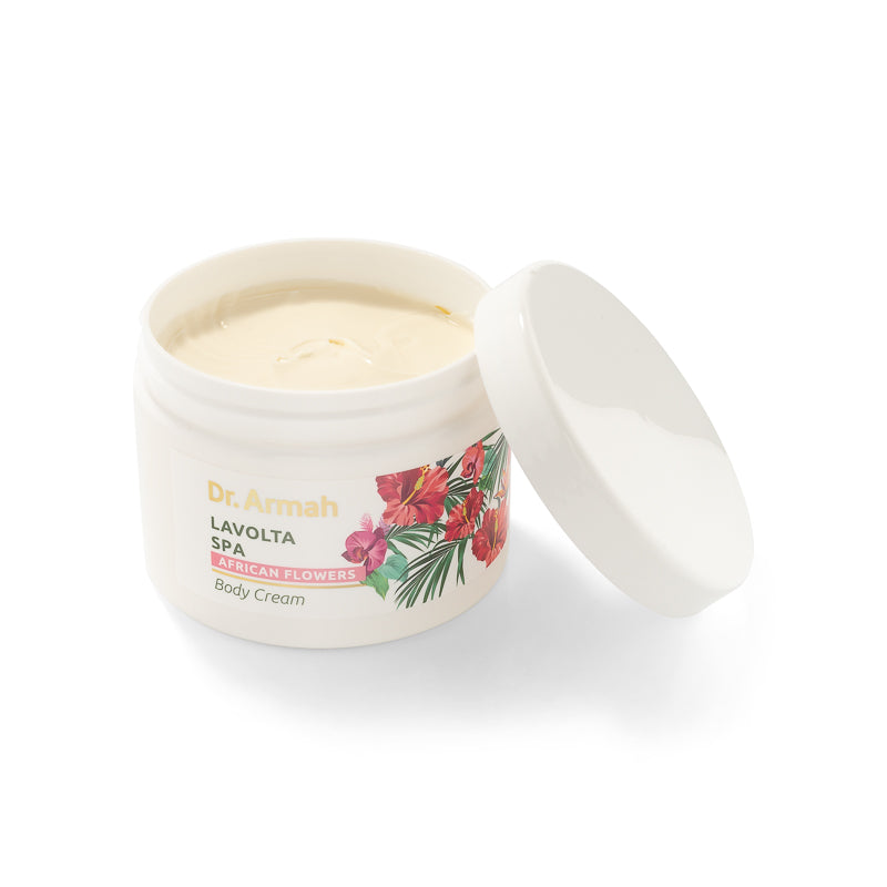 Lavolta Spa African Flowers Körpercreme mit Panthenol, mit Mandel-, Macadamia- und Passionsblumenöl